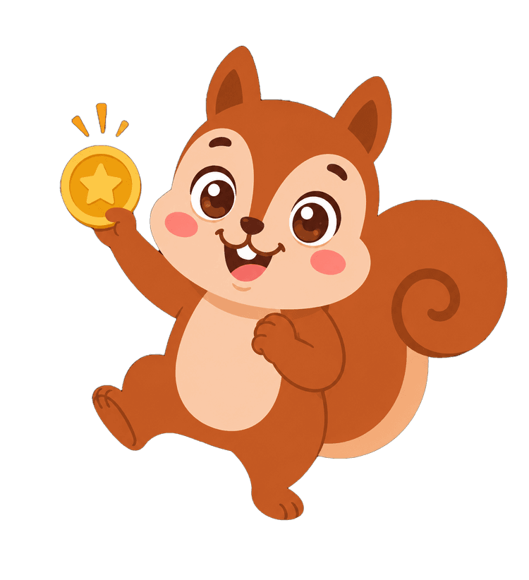 Wally celebrating with a coin